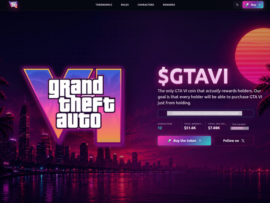 Sitio web simula ser una criptomoneda que está relacionada con GTA VI.